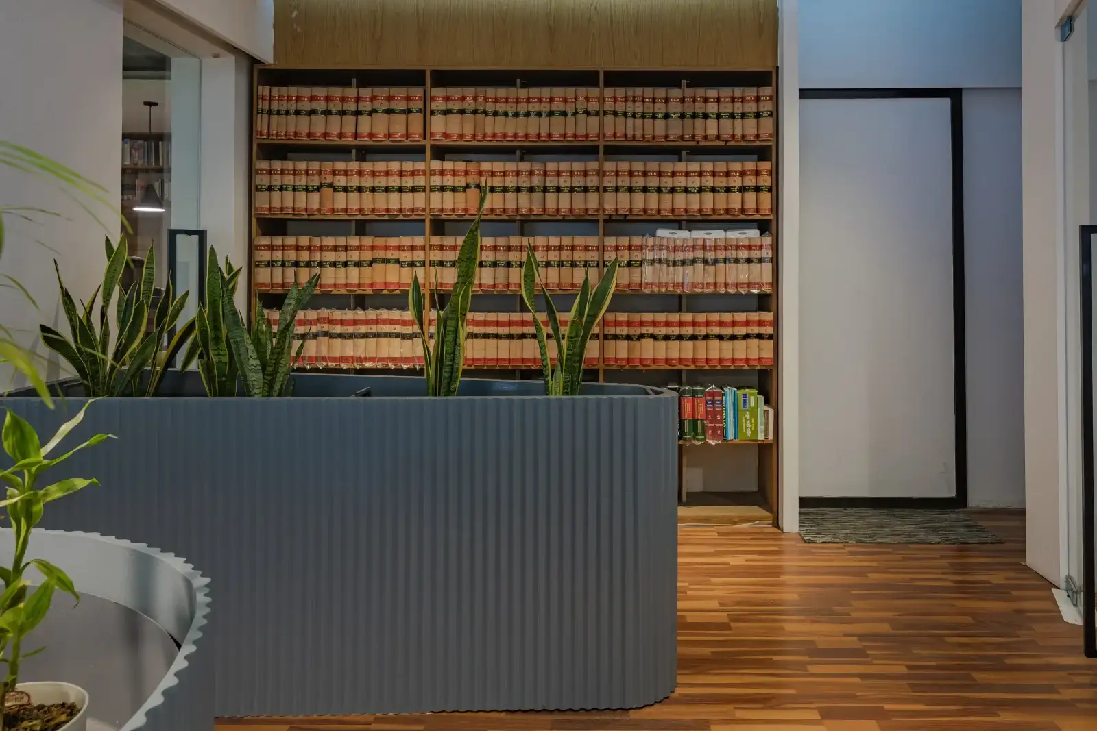 Law books lining the shelves at Avon Chambers